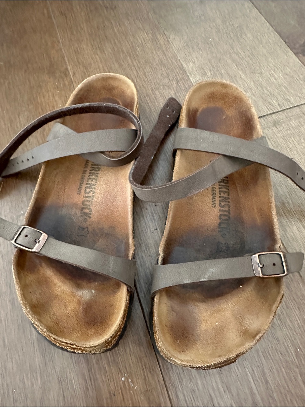 Birkenstock Kids Dark Brown Two-Strap Leather Sandals